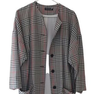 Women's houndtooth long blazer